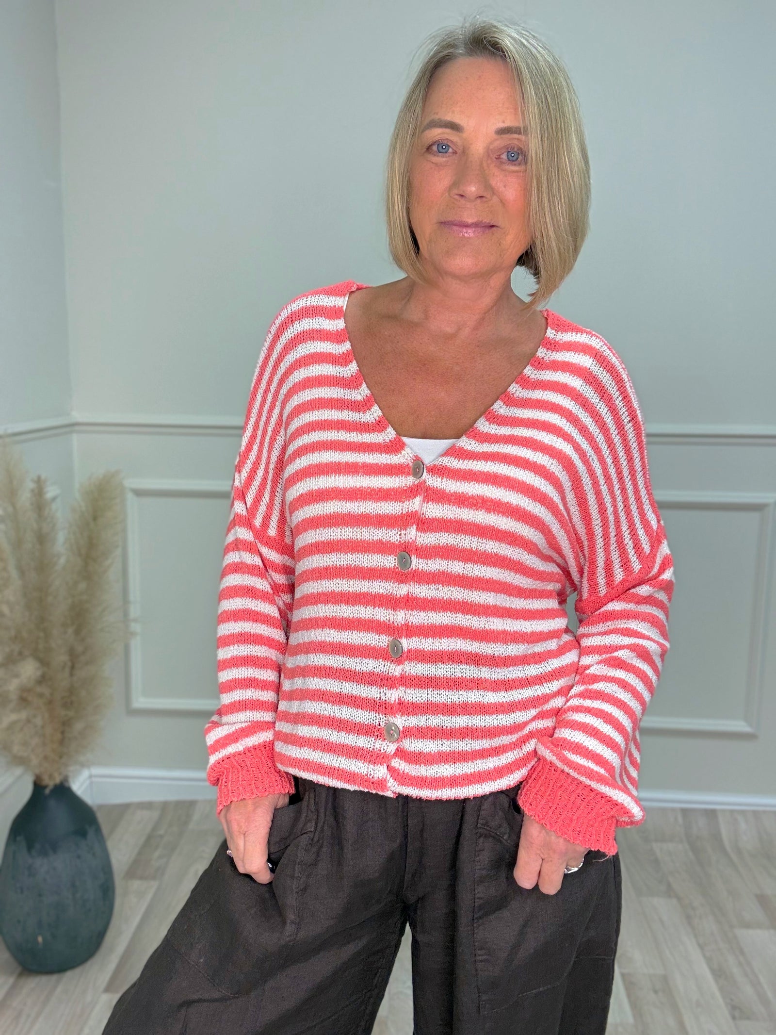 Teresa Retro Lightweight Stripe Cardigan