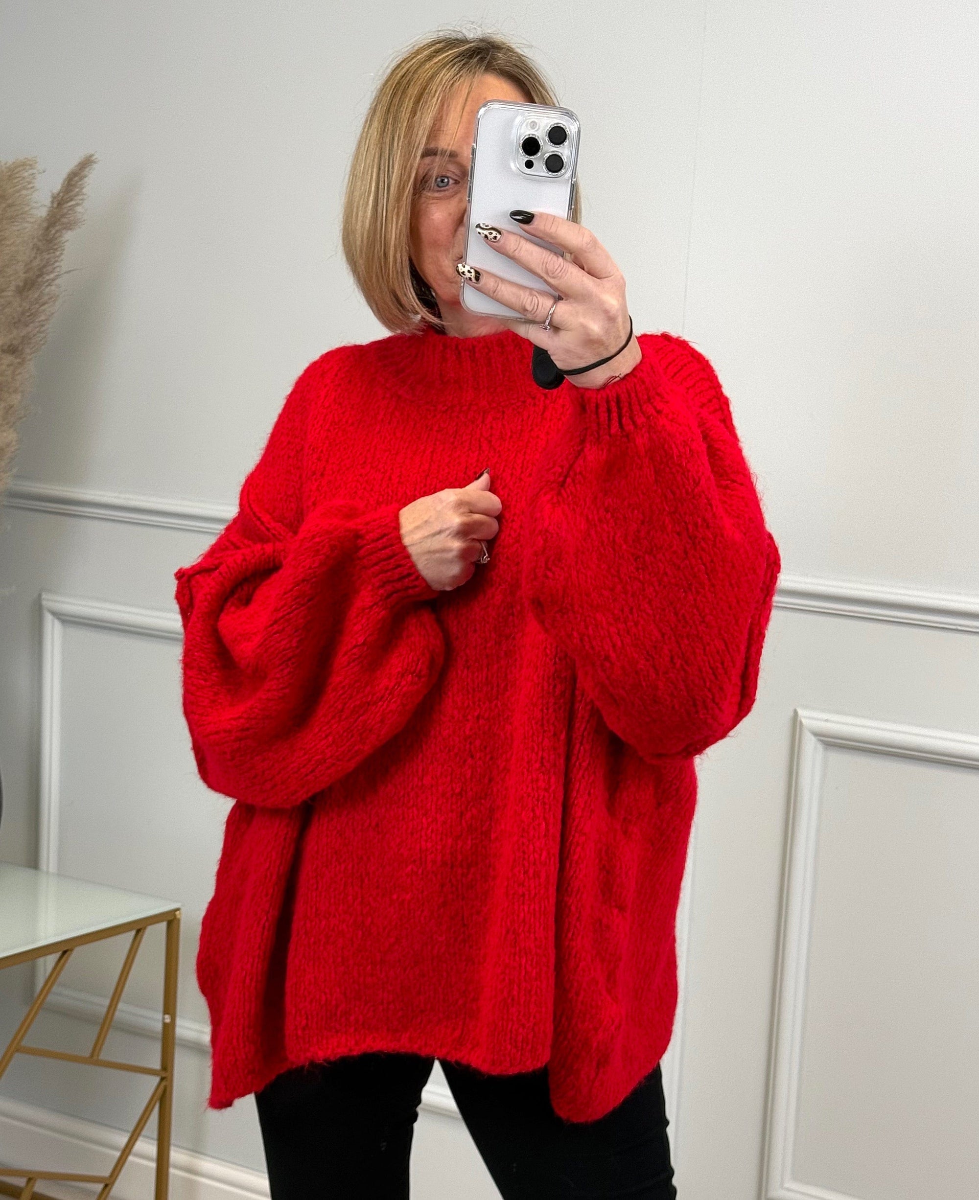 Fallon Oversized Exposed Seam Jumper 10-20 Red