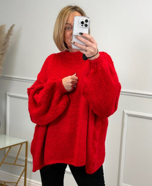 Fallon Oversized Exposed Seam Jumper 10-20 Red