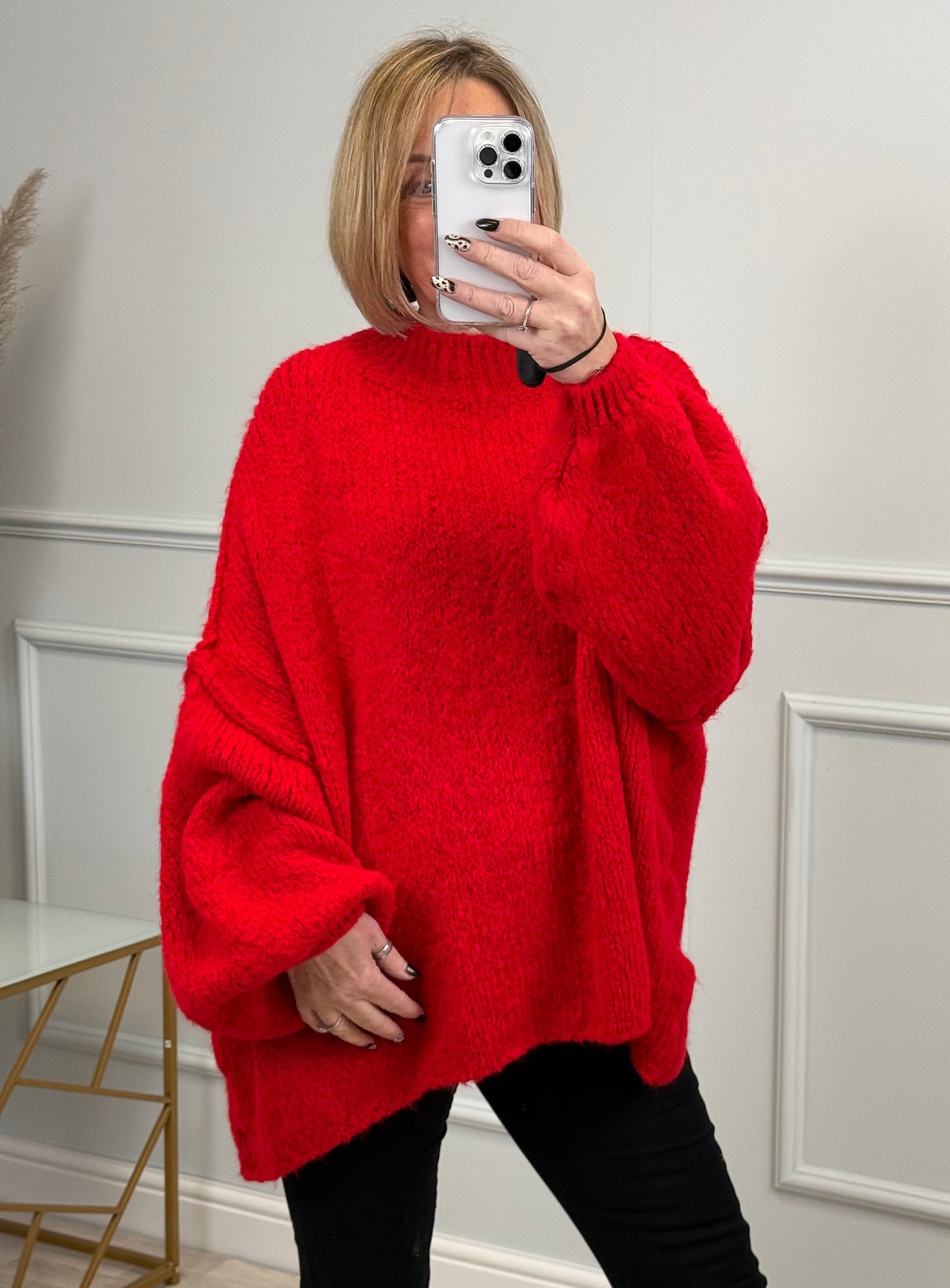 Fallon Oversized Exposed Seam Jumper 10-20 Red
