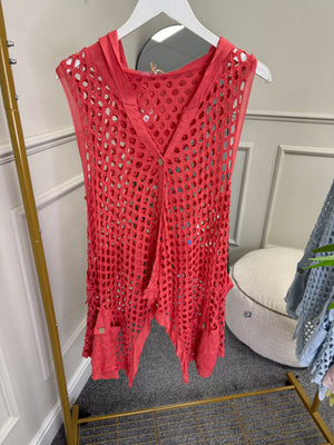 Crochet Mesh Sleeveless Waistcoat 10-18