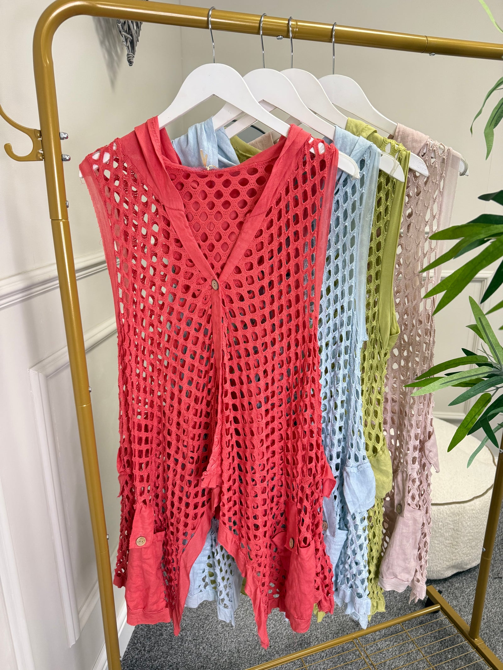 Crochet Mesh Sleeveless Waistcoat 10-18