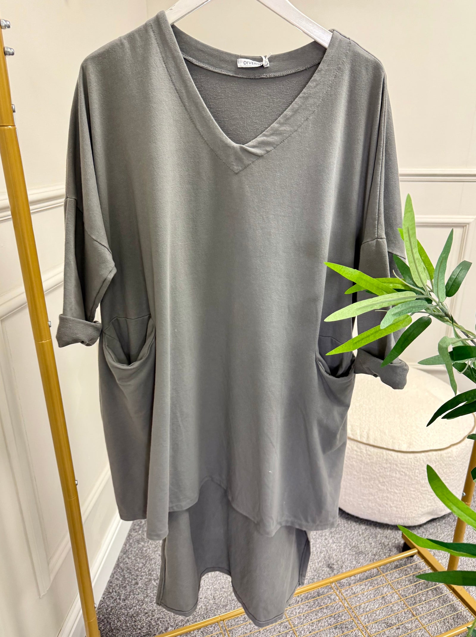 V Neck Pocket Sweatshirt Tunic 12-20