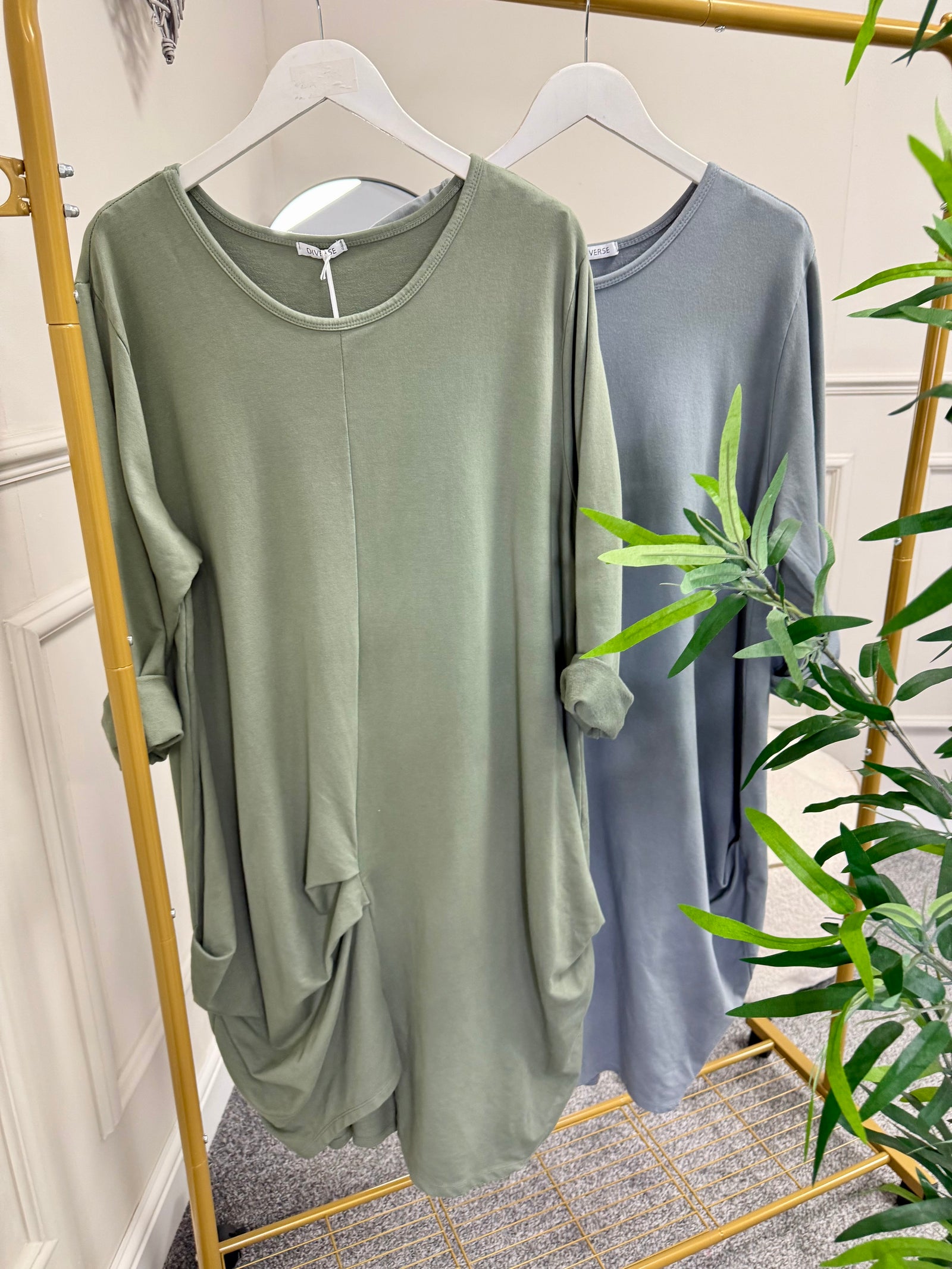 Gathered Tunic Sweatshirt Tunic Dress 12-22