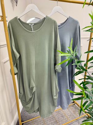 Gathered Tunic Sweatshirt Tunic Dress 12-22