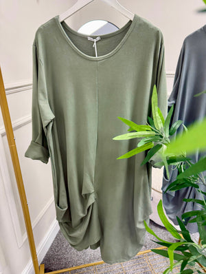 Gathered Tunic Sweatshirt Tunic Dress 12-22