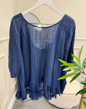Cotton Fray Hem Boho Top 12-20