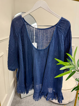 Cotton Fray Hem Boho Top 12-20