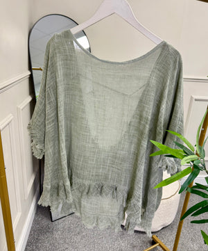 Cotton Fray Hem Boho Top 12-20