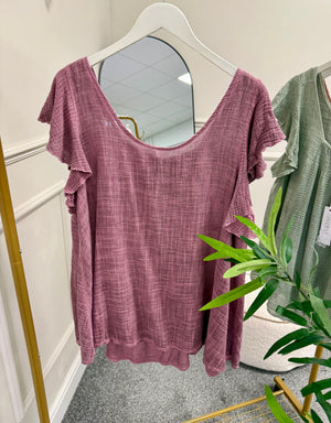 cotton Flutter Sleeve Top 12-18