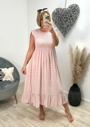 Irina Polka Dot Midi Dress 8-16 Pink - Susie's Boutique