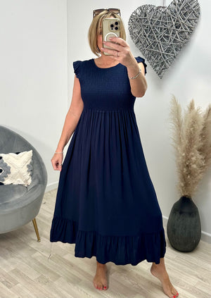 Irina Plain Midi Dress 8-16 Navy - Susie's Boutique