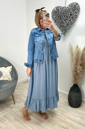 Irina Plain Midi Dress 8-16 Denim Blue - Susie's Boutique