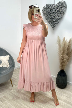 Irina Plain Midi Dress 8-16 Pink - Susie's Boutique