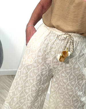 Camila Boho Embroidered Wide Leg Trousers 8-14+ - Susie's Boutique