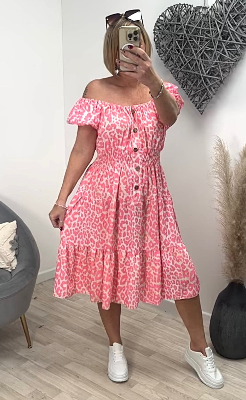 Althea Leopard Magic Midi Dress 10-20 Pink - Susie's Boutique