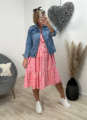 Althea Leopard Magic Midi Dress 10-20 Pink - Susie's Boutique