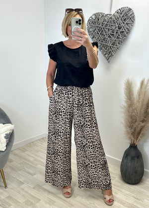 Bianca Leopard Wide Leg Trousers 8-16 - Susie's Boutique