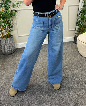 Florence Retro Pocket Wide Leg Jeans – Sizes 10–20