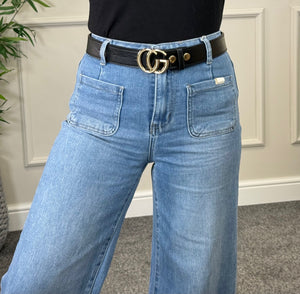 Florence Retro Pocket Wide Leg Jeans – Sizes 10–20