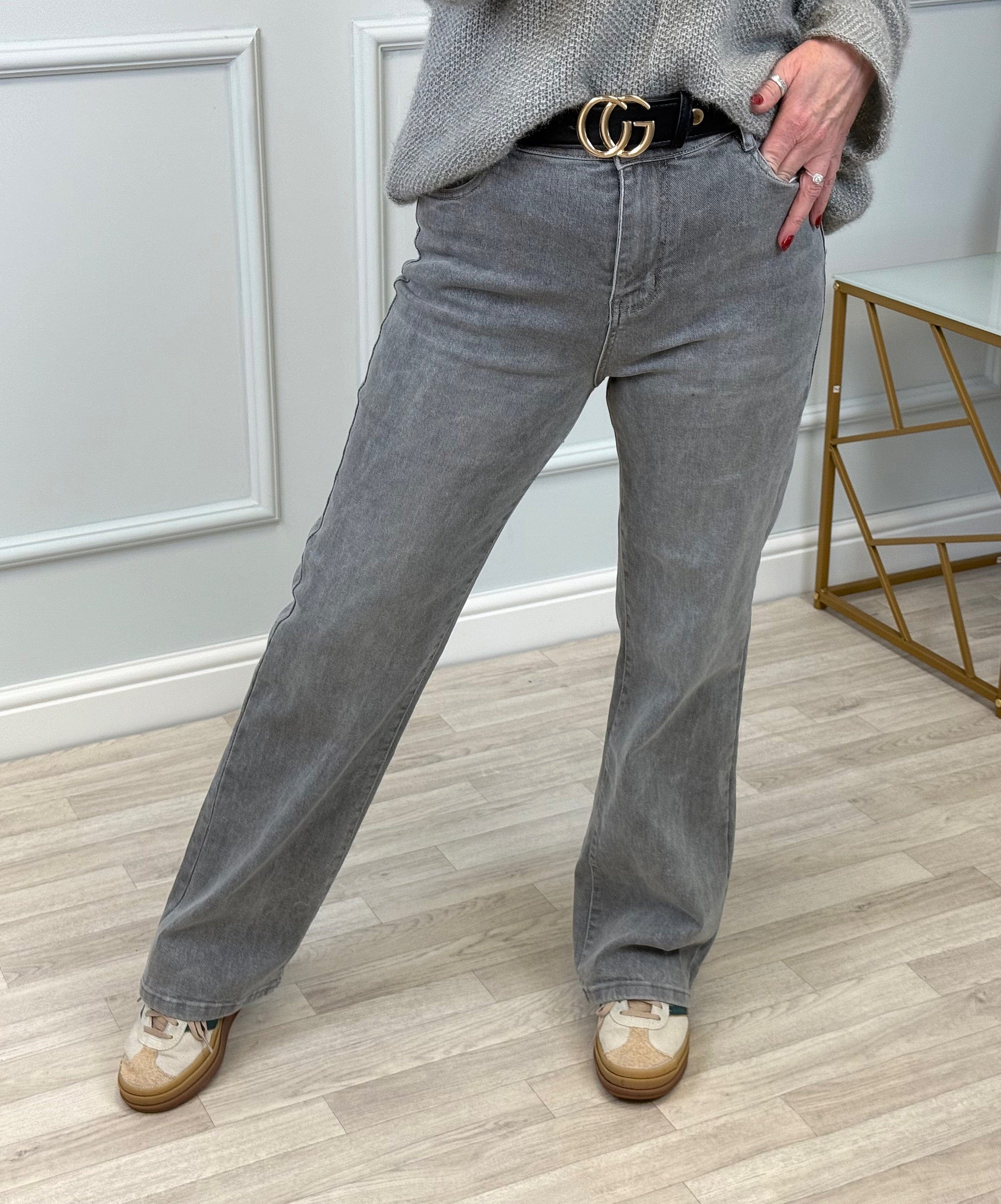 Lila Classic Grey Wash Straight-Leg Jeans 10-20 Grey - Susie's Boutique