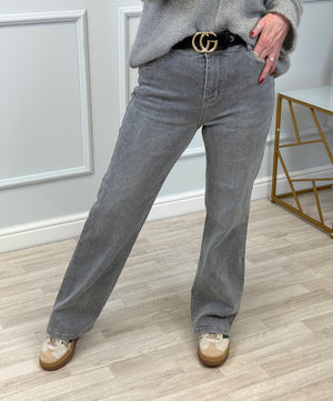 Lila Classic Grey Wash Straight-Leg Jeans 10-20 Grey - Susie's Boutique