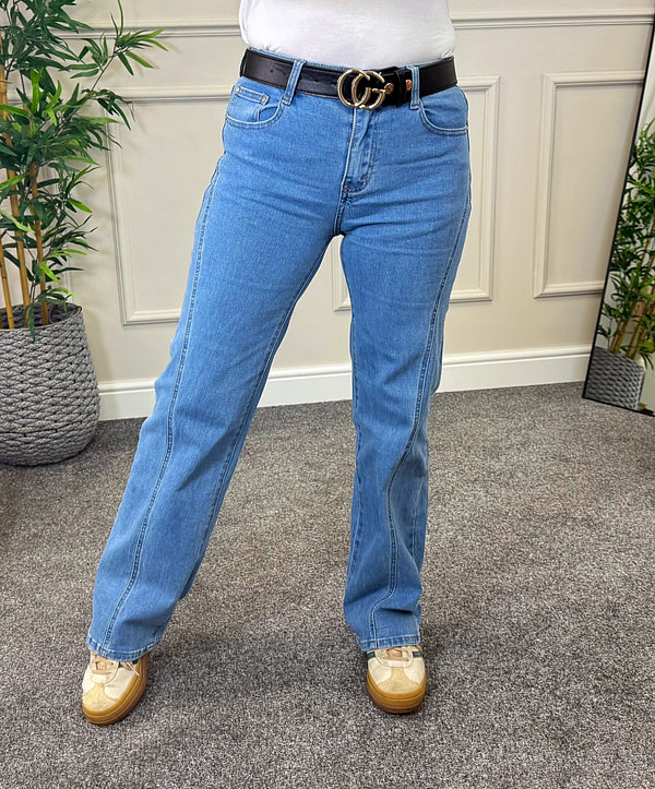 Blake High-Waisted Straight Leg Jeans W/Scuplting Seam
