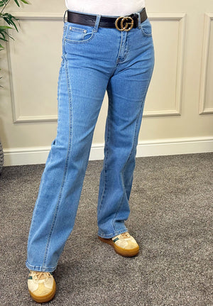 Blake High-Waisted Straight Leg Jeans W/Scuplting Seam