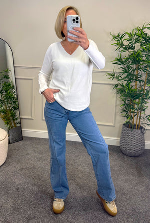 Blake High-Waisted Straight Leg Jeans W/Scuplting Seam