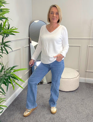 Blake High-Waisted Straight Leg Jeans W/Scuplting Seam