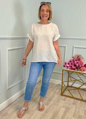 Emmie Stripe Top 8–18 Beige