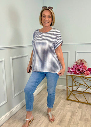 Emmie Stripe Top 8–18 Navy