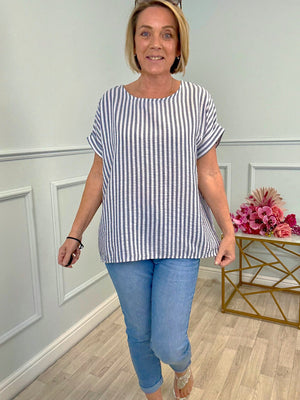 Emmie Stripe Top 8–18 Navy
