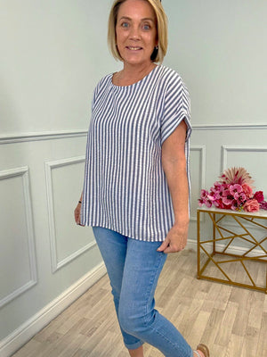 Emmie Stripe Top 8–18 Navy
