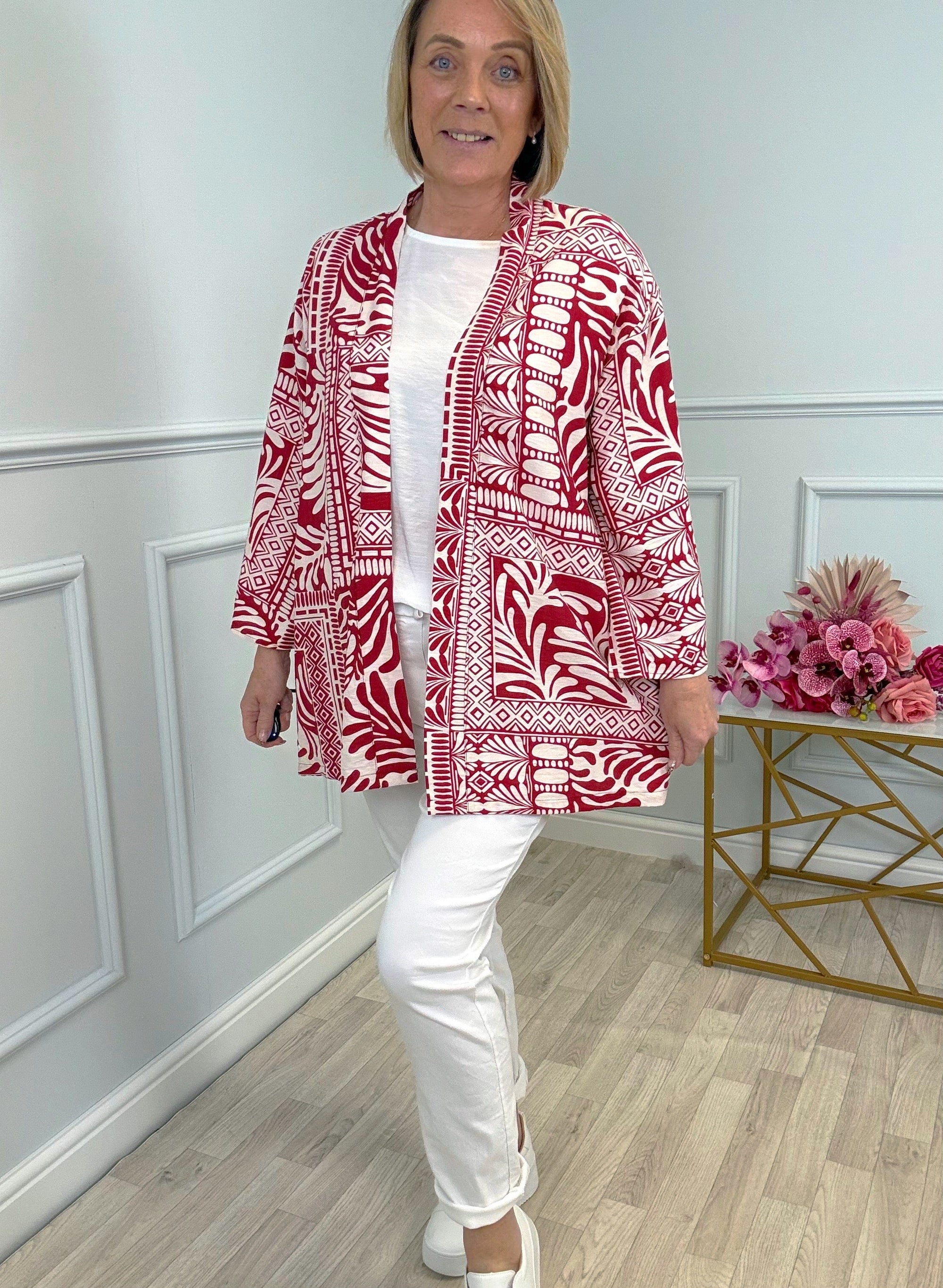 Zahara Boho Printed Kimono 8-20 Red