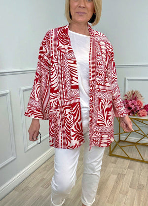 Zahara Boho Printed Kimono 8-20 Red