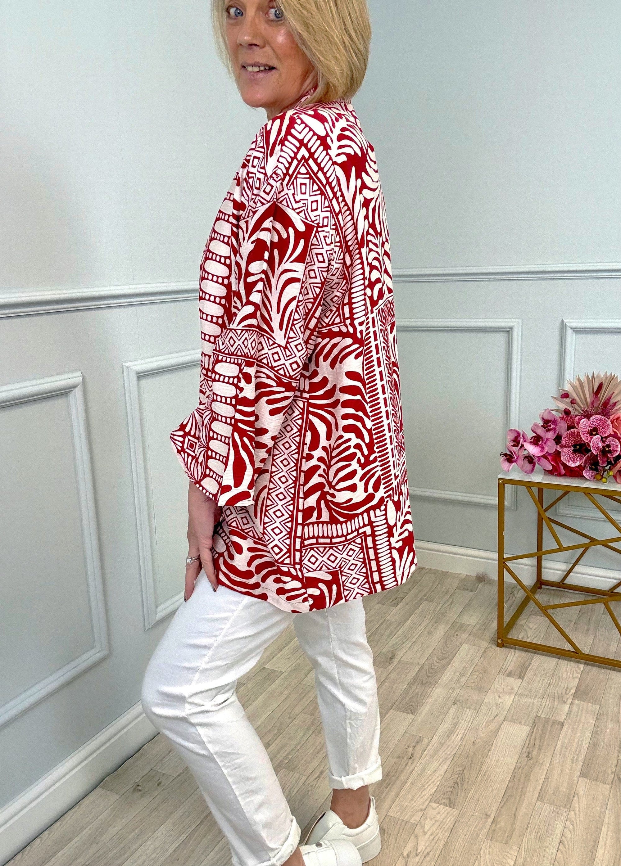 Zahara Boho Printed Kimono 8-20 Red
