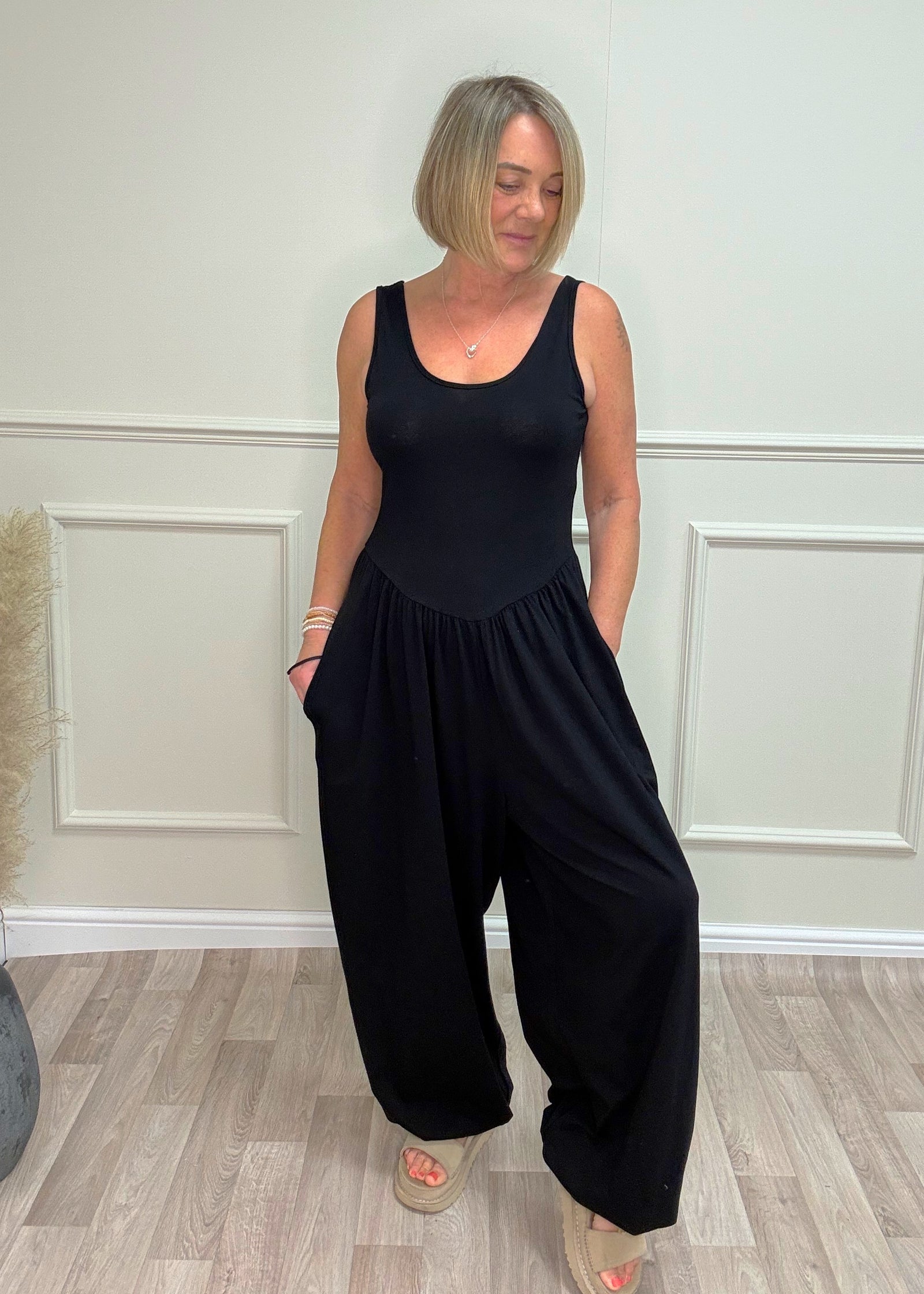 Skye Balloon/Barrel Jumpsuit - 8-16 Black