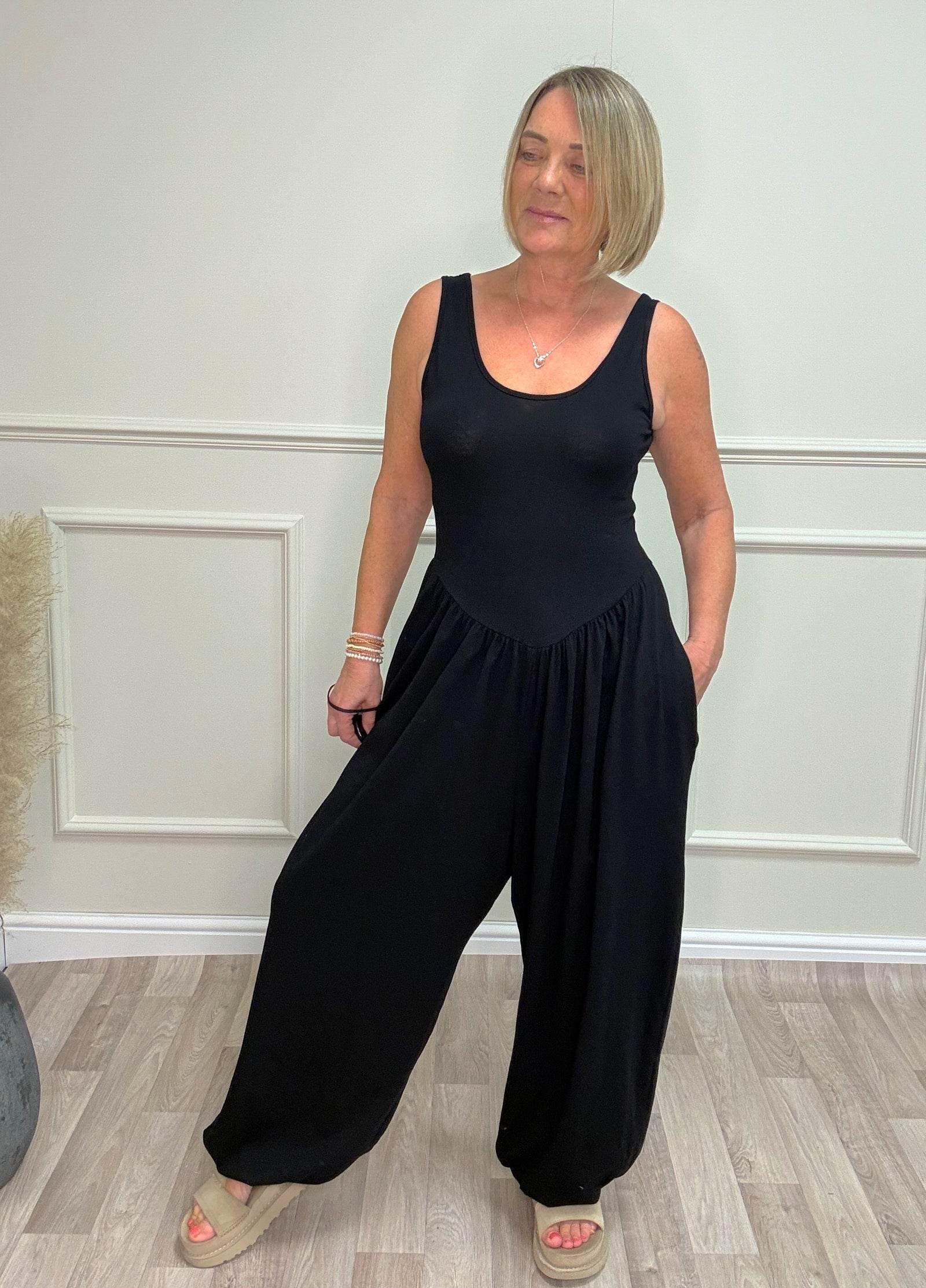 Skye Balloon/Barrel Jumpsuit - 8-16 Black