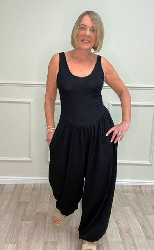 Skye Balloon/Barrel Jumpsuit - 8-16 Black