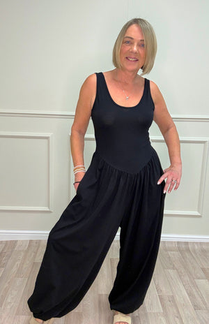 Skye Balloon/Barrel Jumpsuit - 8-16 Black