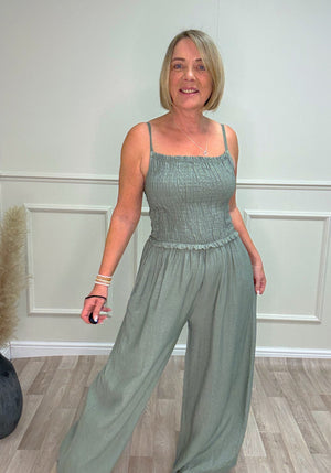Isla Shirred Jumpsuit - 8-16 Sage