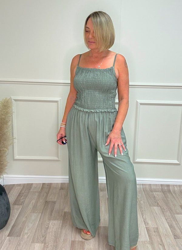 Isla Shirred Jumpsuit - 8-16 Sage