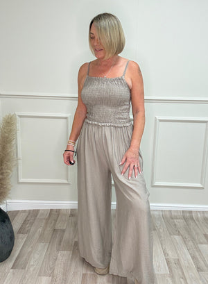 Isla Shirred Jumpsuit - 8-16 Mocha