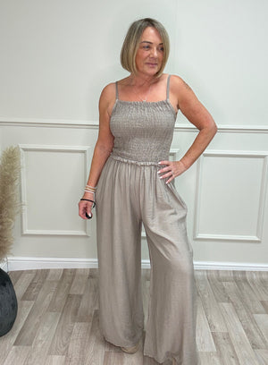 Isla Shirred Jumpsuit - 8-16 Mocha