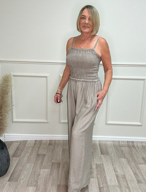 Isla Shirred Jumpsuit - 8-16 Mocha