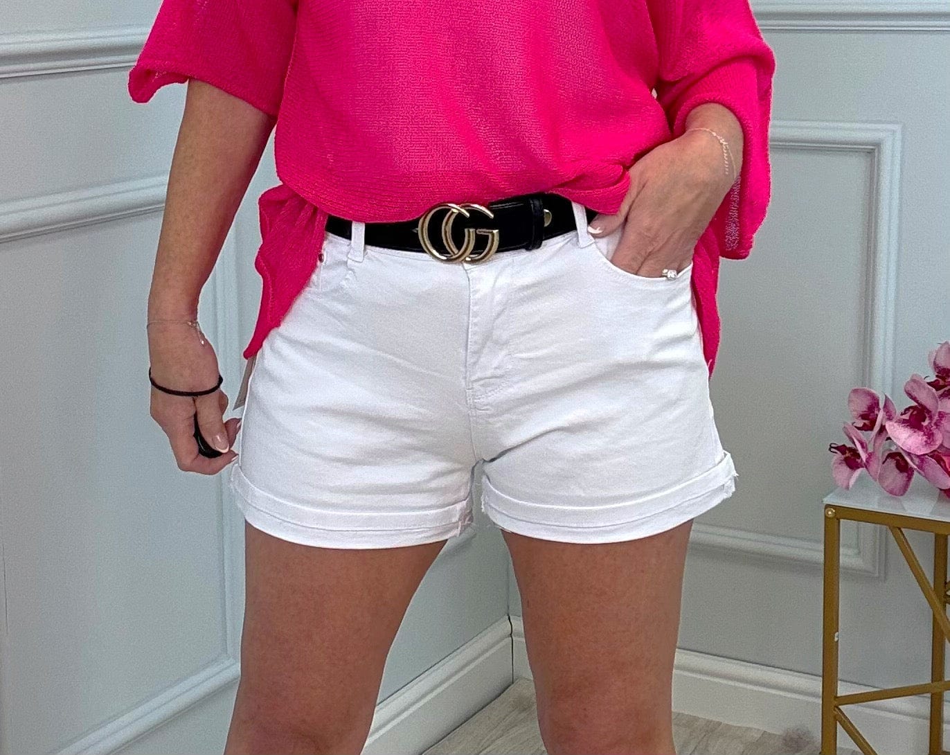 Layla White Denim Shorts 10-18