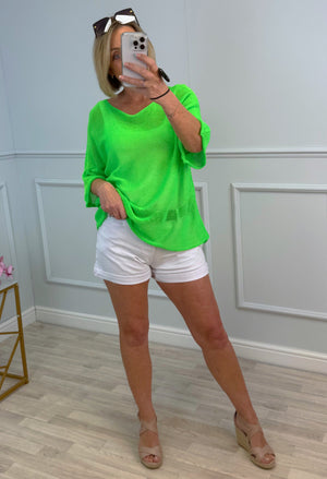 Tia Lightweight Sheer Knit Top 8-20 Lime Pop