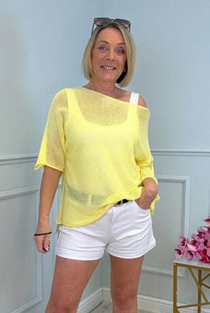 Tia Lightweight Sheer Knit Top 8-20 Lemon Drop