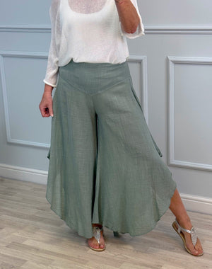 Luna Wide Leg Panel Trousers 10-18 Khaki